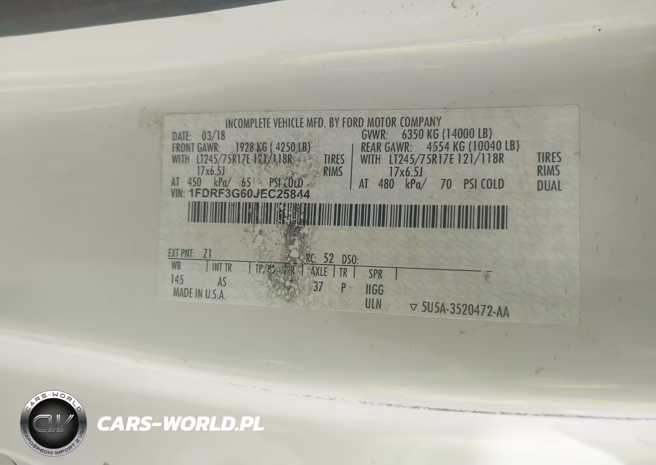 2018 Ford F-350 Chassis Xl VIN:1FDRF3G60JEC25844 - 8