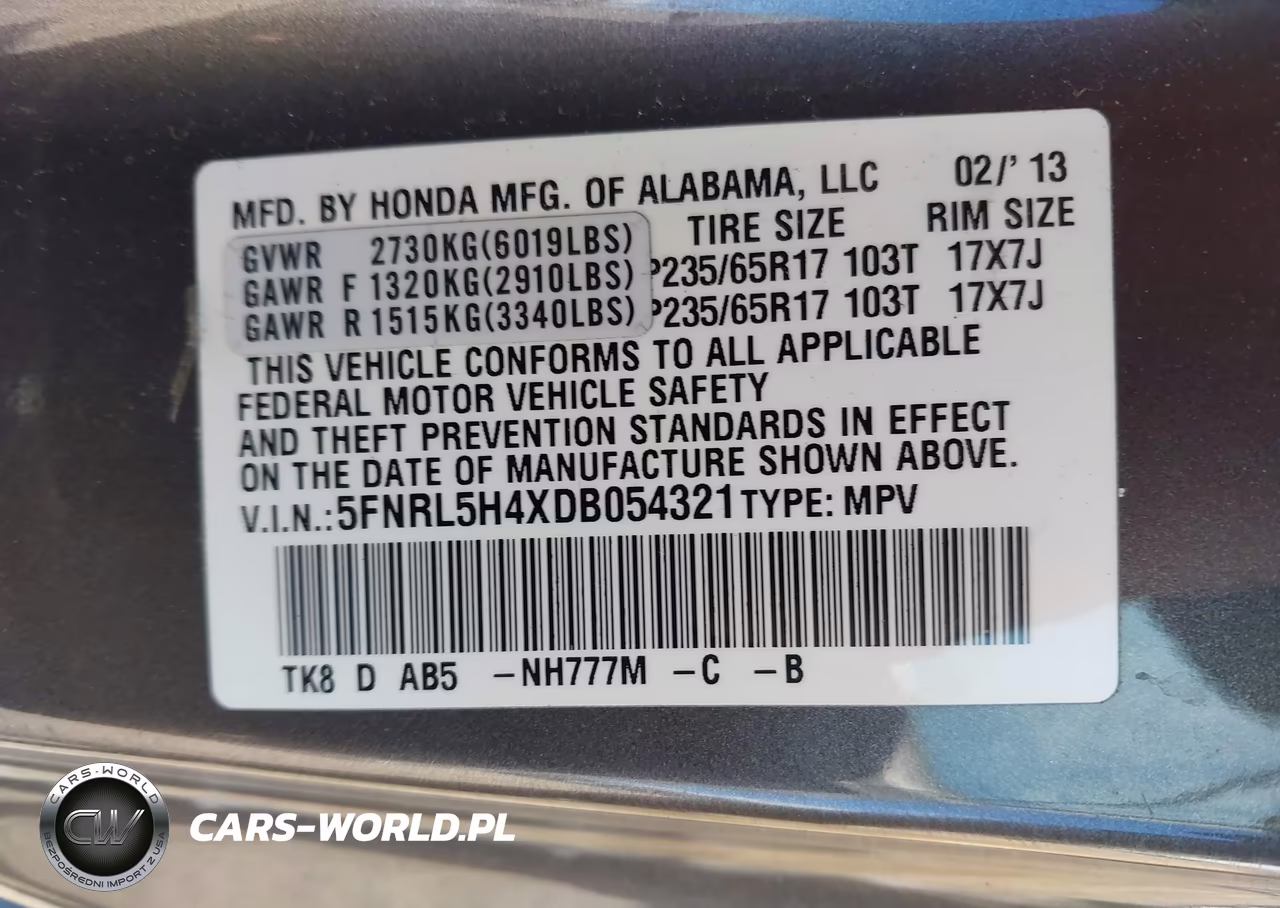 2013 Honda Odyssey Ex VIN:5FNRL5H4XDB054321 - 9