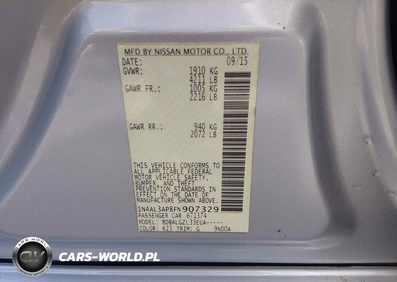2015 Nissan Altima 2.5 S VIN:1N4AL3AP8FN907329 - 9