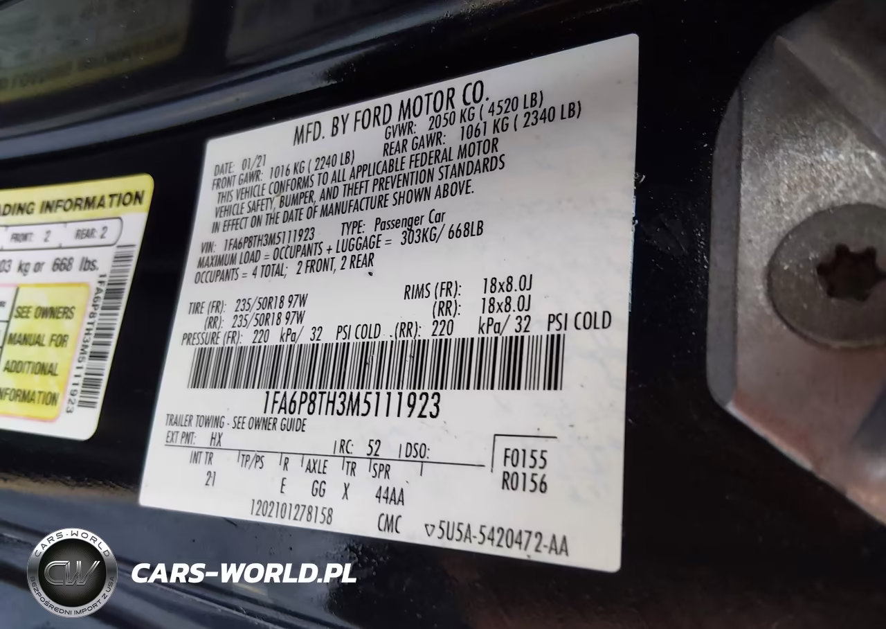 2021 Ford Mustang Ecoboost Fastback VIN:1FA6P8TH3M5111923 - 9