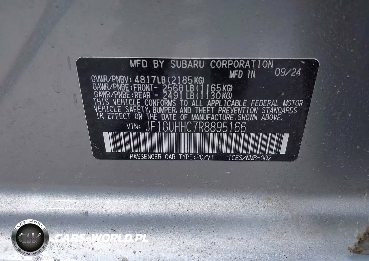 2024 Subaru Impreza Rs 5-Door VIN:JF1GUHHC7R8895166 - 9