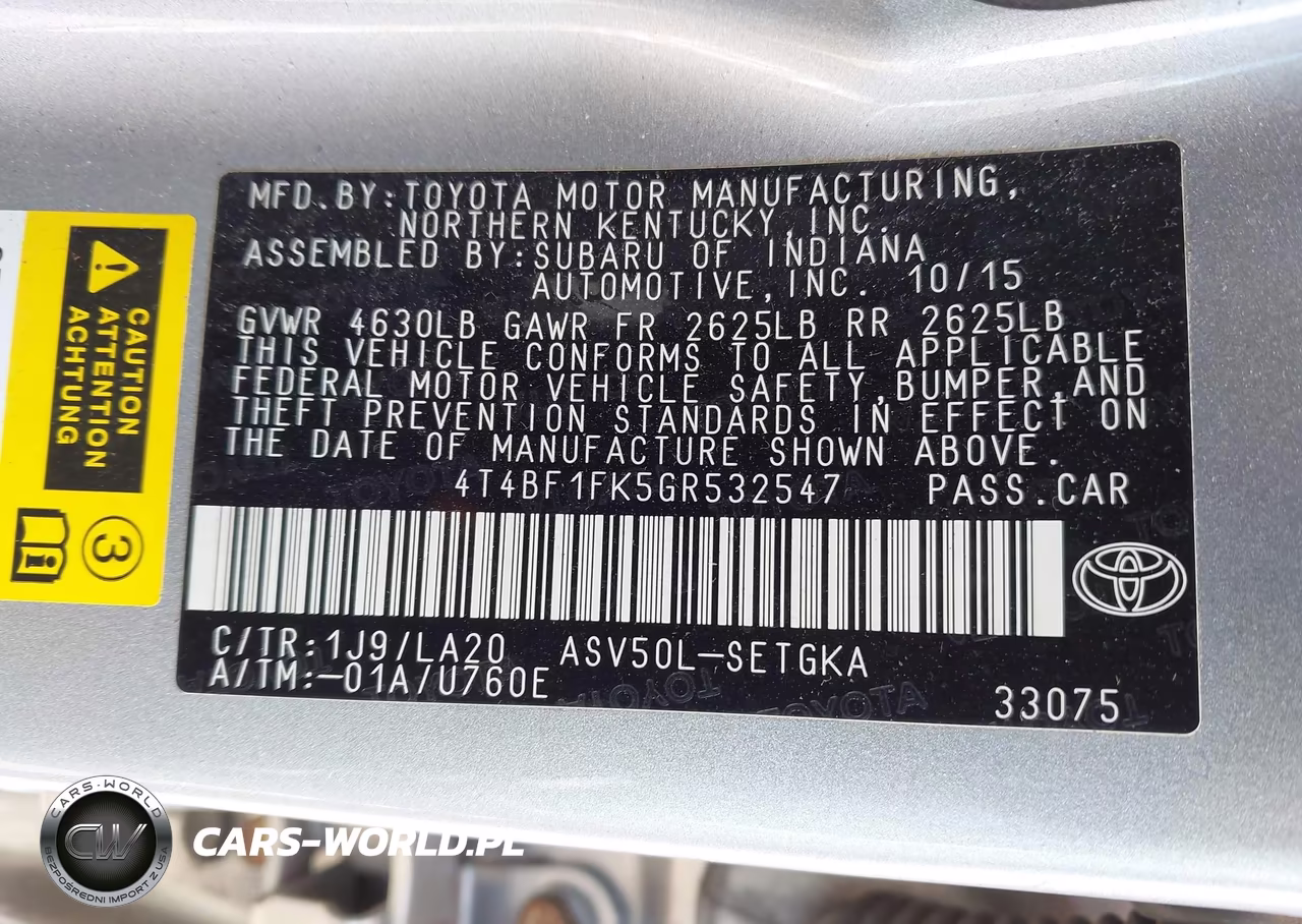 2016 Toyota Camry Xle VIN:4T4BF1FK5GR532547 - 9