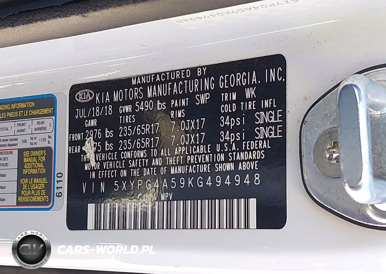 2019 Kia Sorento 3.3L Lx VIN:5XYPG4A59KG494948 - 9