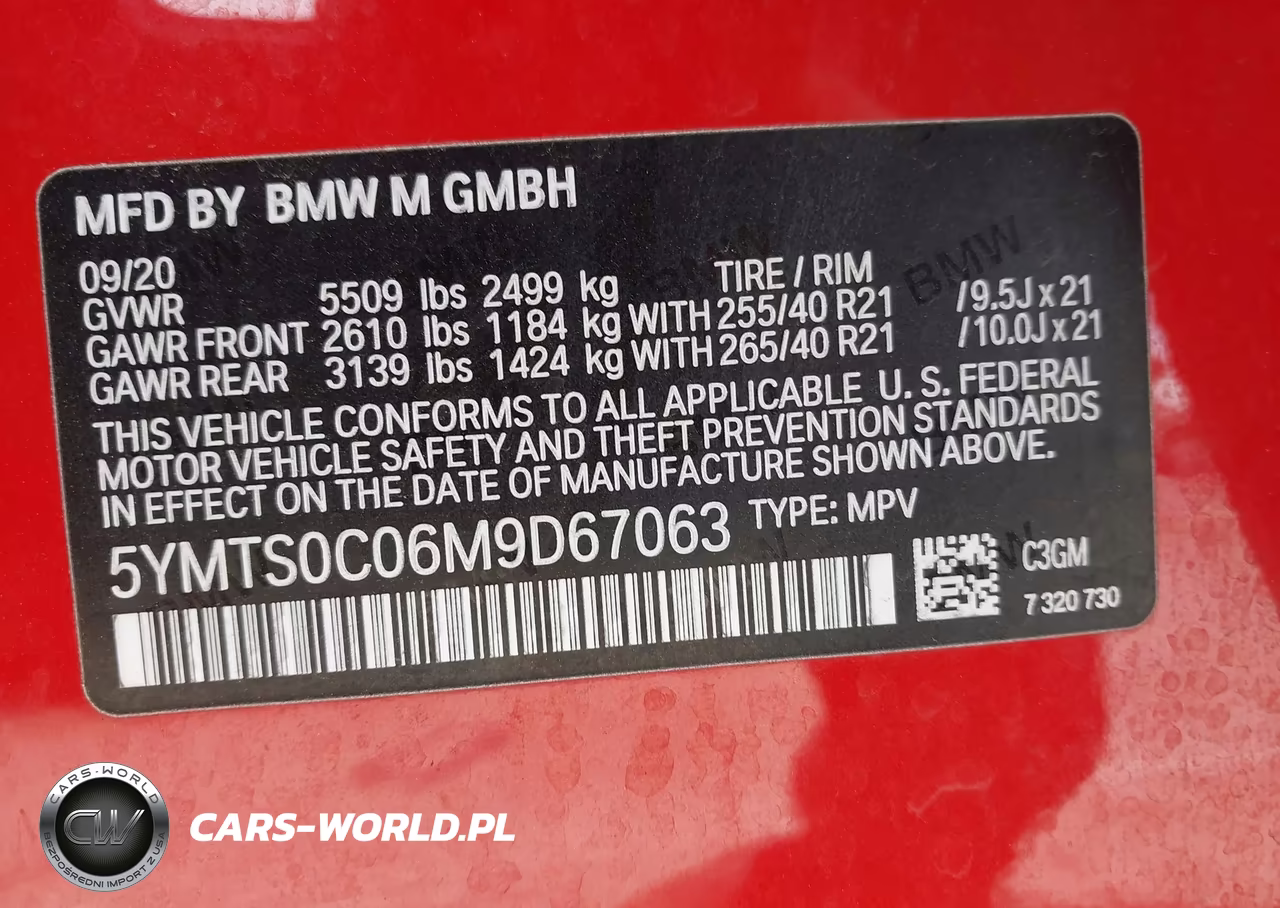 2021 BMW X3 M VIN:5YMTS0C06M9D67063 - 9