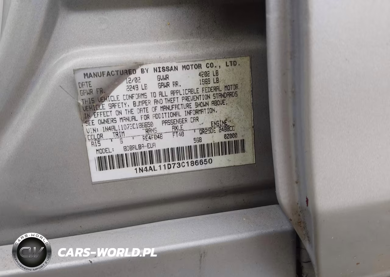 2003 Nissan Altima 2.5 S VIN:1N4AL11D73C186650 - 9