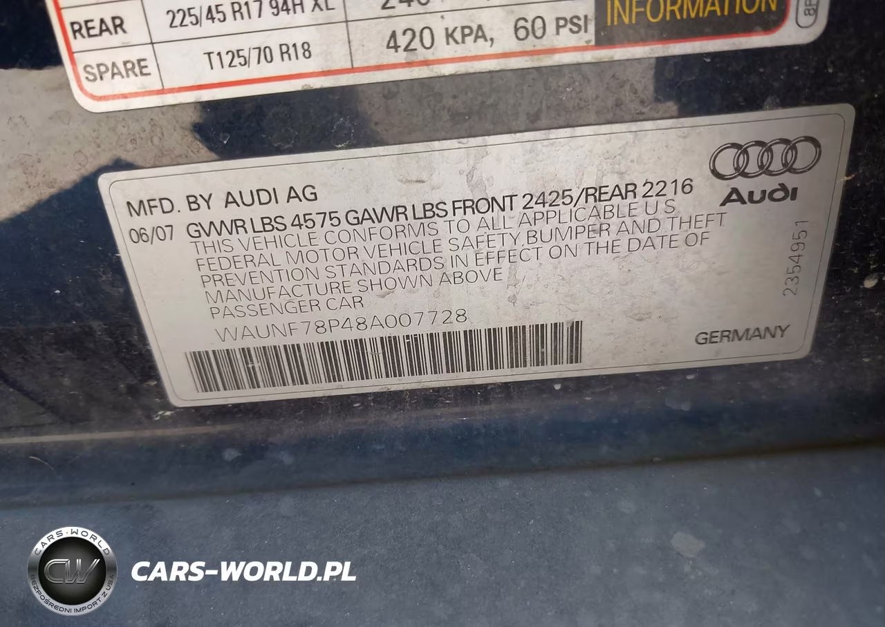 2008 Audi A3 2.0T VIN:WAUNF78P48A007728 - 9