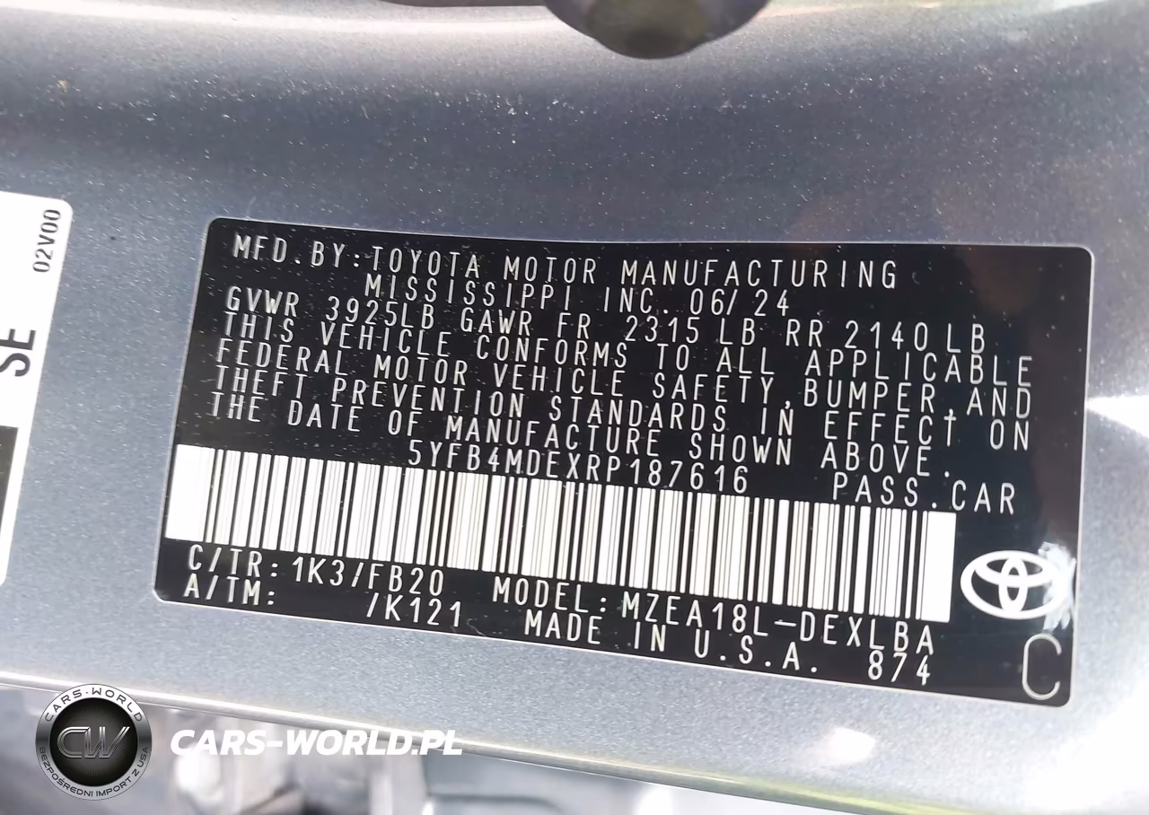 2024 Toyota Corolla Le VIN:5YFB4MDEXRP187616 - 9