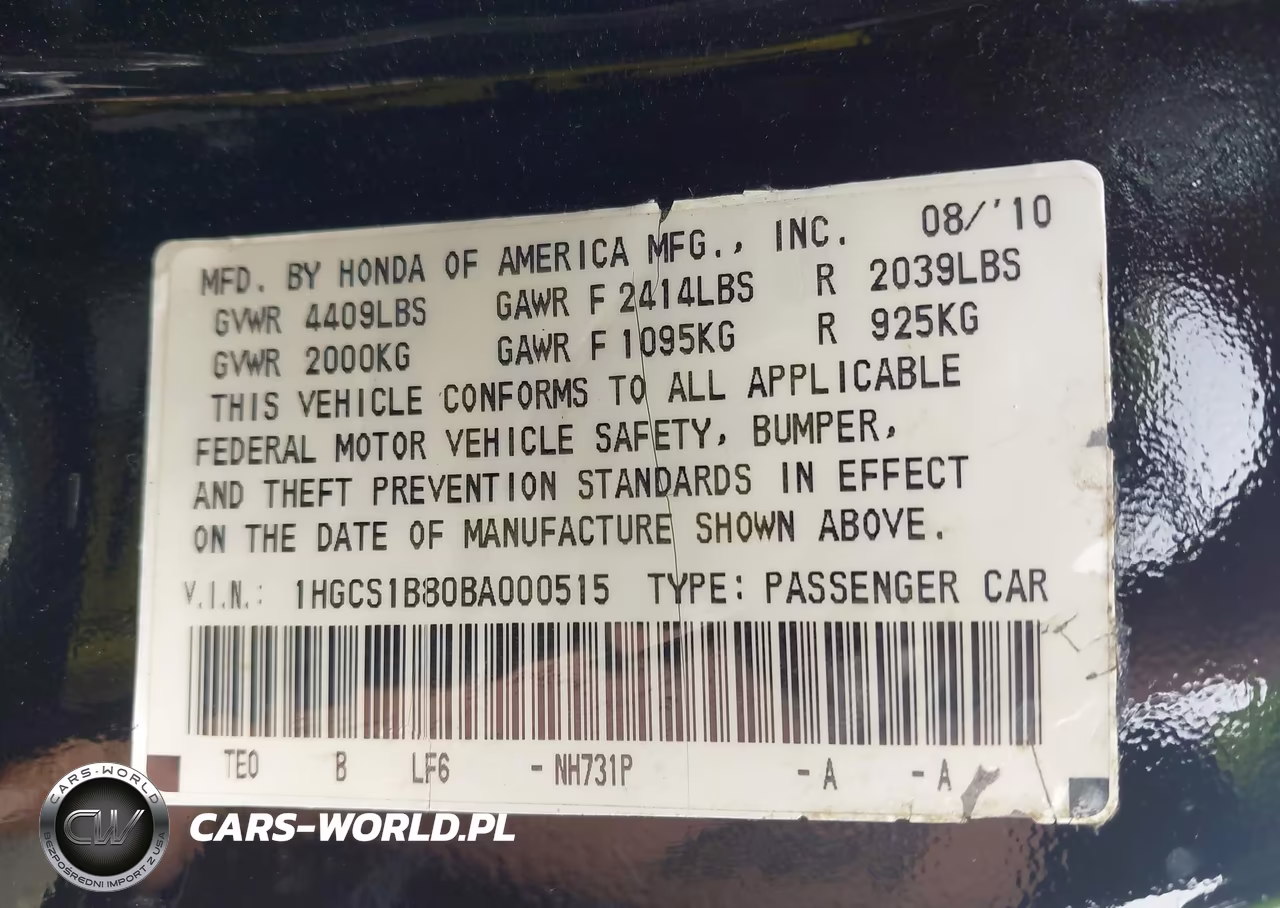 2011 Honda Accord 2.4 Ex-L VIN:1HGCS1B80BA000515 - 9
