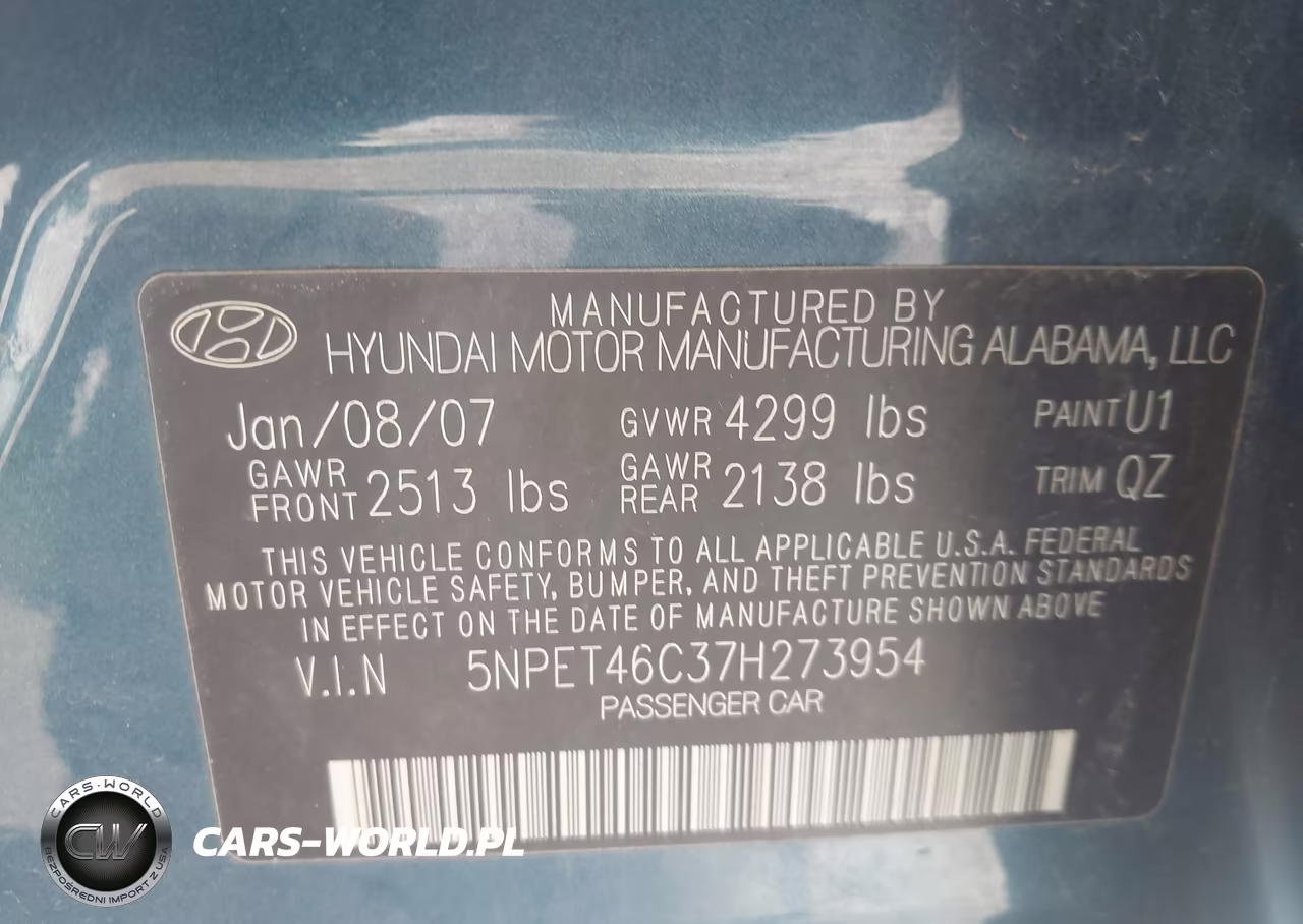 2007 Hyundai Sonata Gls VIN:5NPET46C37H273954 - 9