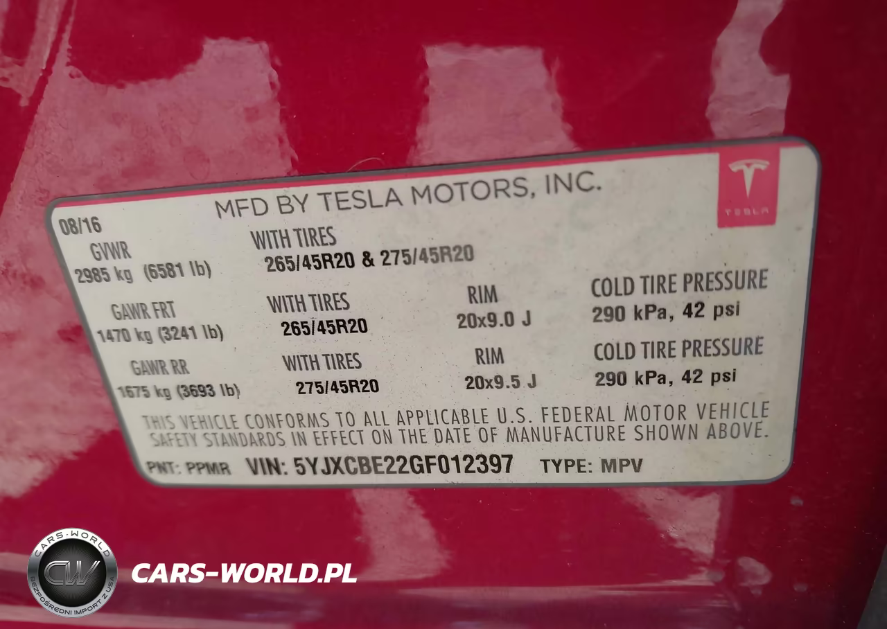 2016 Tesla Model X 60D-70D-75D-90D-P100D VIN:5YJXCBE22GF012397 - 9