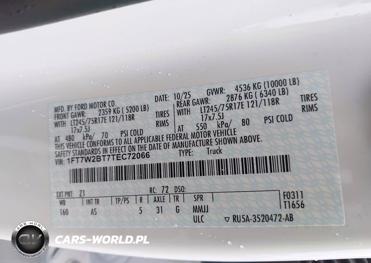 2026 Ford F-250 Xl VIN:1FT7W2BT7TEC72066 - 9