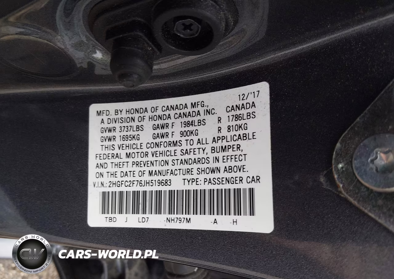 2018 Honda Civic Ex VIN:2HGFC2F76JH519683 - 9