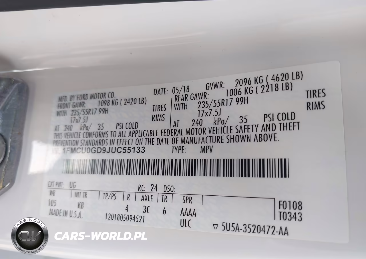 2018 Ford Escape Se VIN:1FMCU0GD9JUC55133 - 9