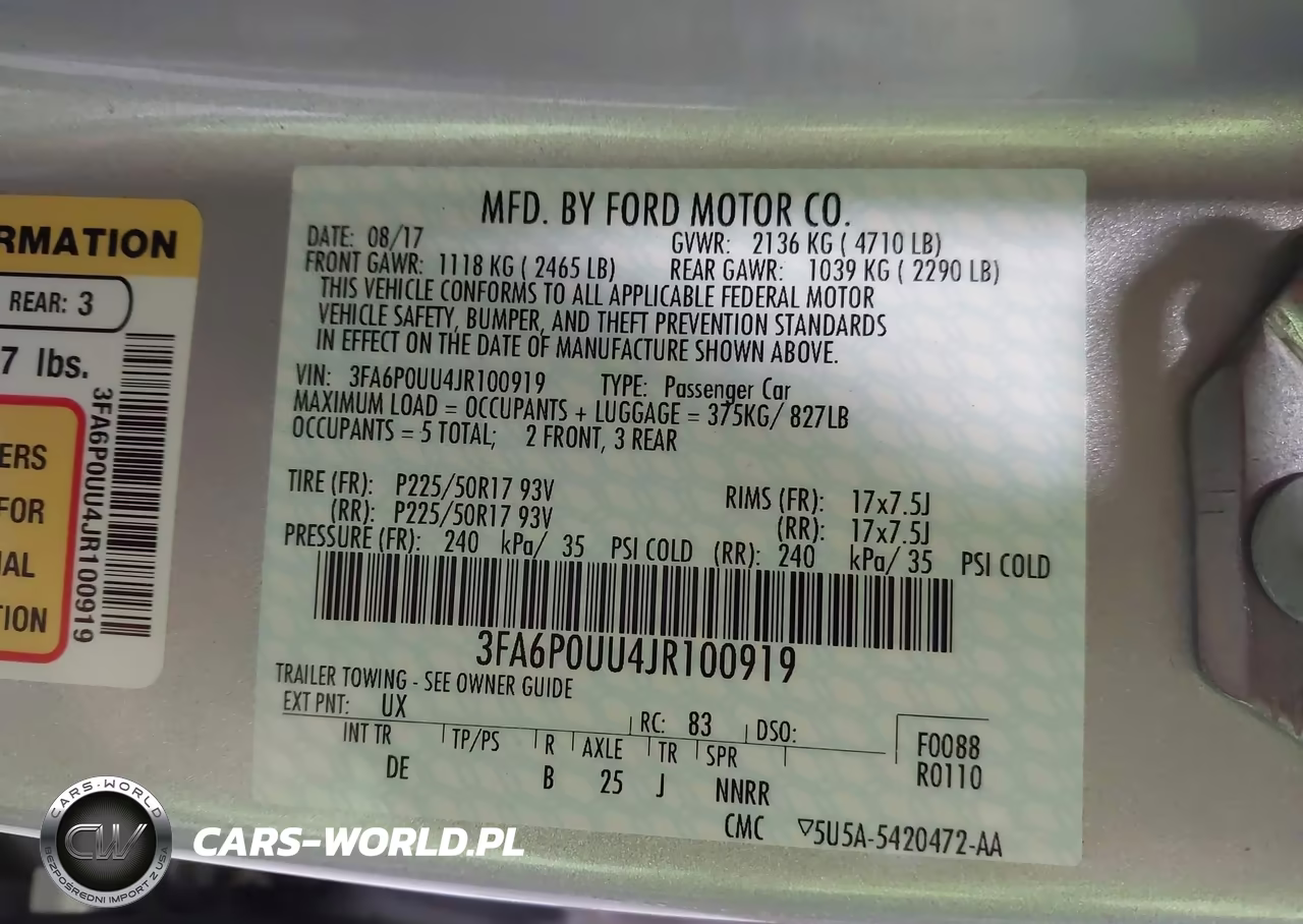 2018 Ford Fusion Hybrid S VIN:3FA6P0UU4JR100919 - 9