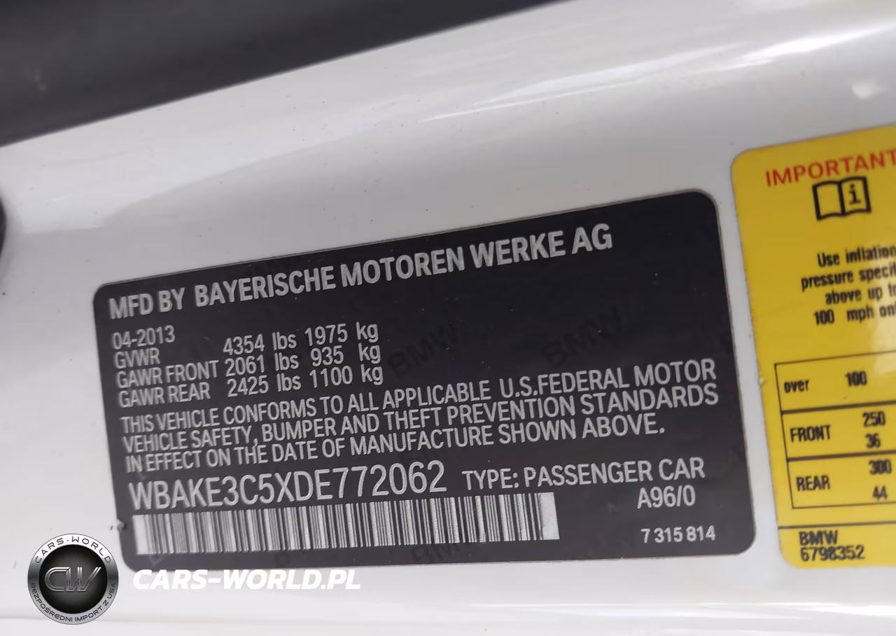 2013 BMW 328I VIN:WBAKE3C5XDE772062 - 9