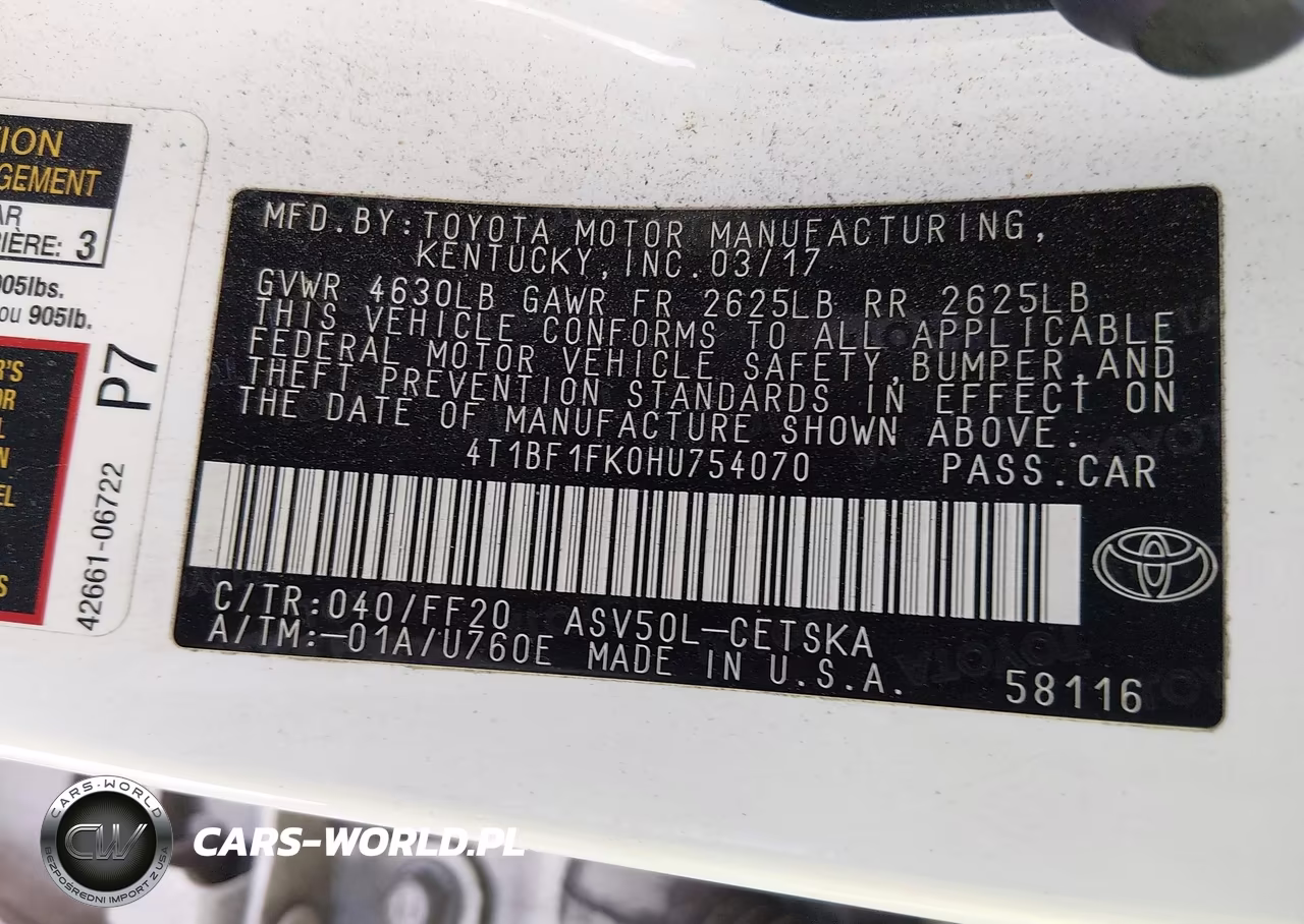 2017 Toyota Camry Se VIN:4T1BF1FK0HU754070 - 9