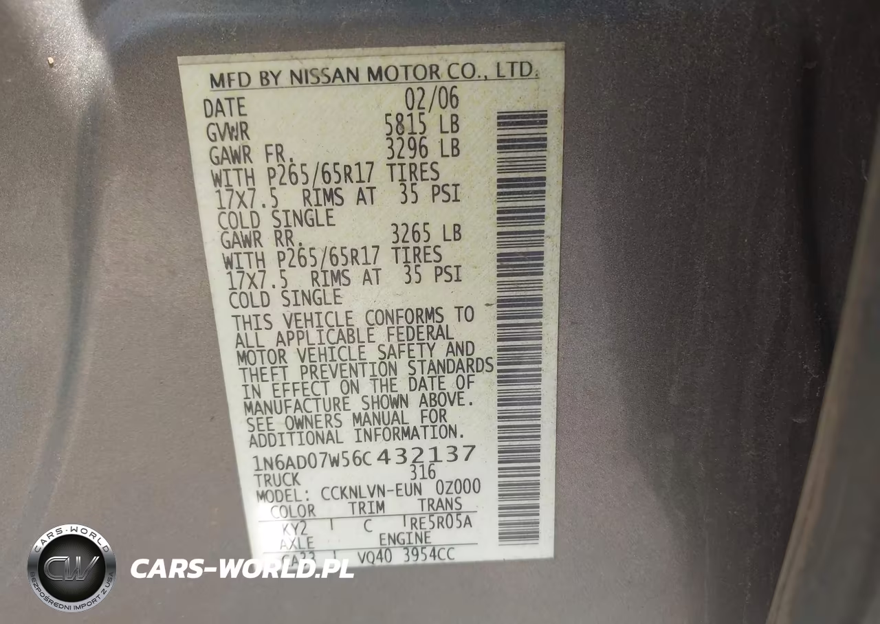 2006 Nissan Frontier Le VIN:1N6AD07W56C432137 - 9