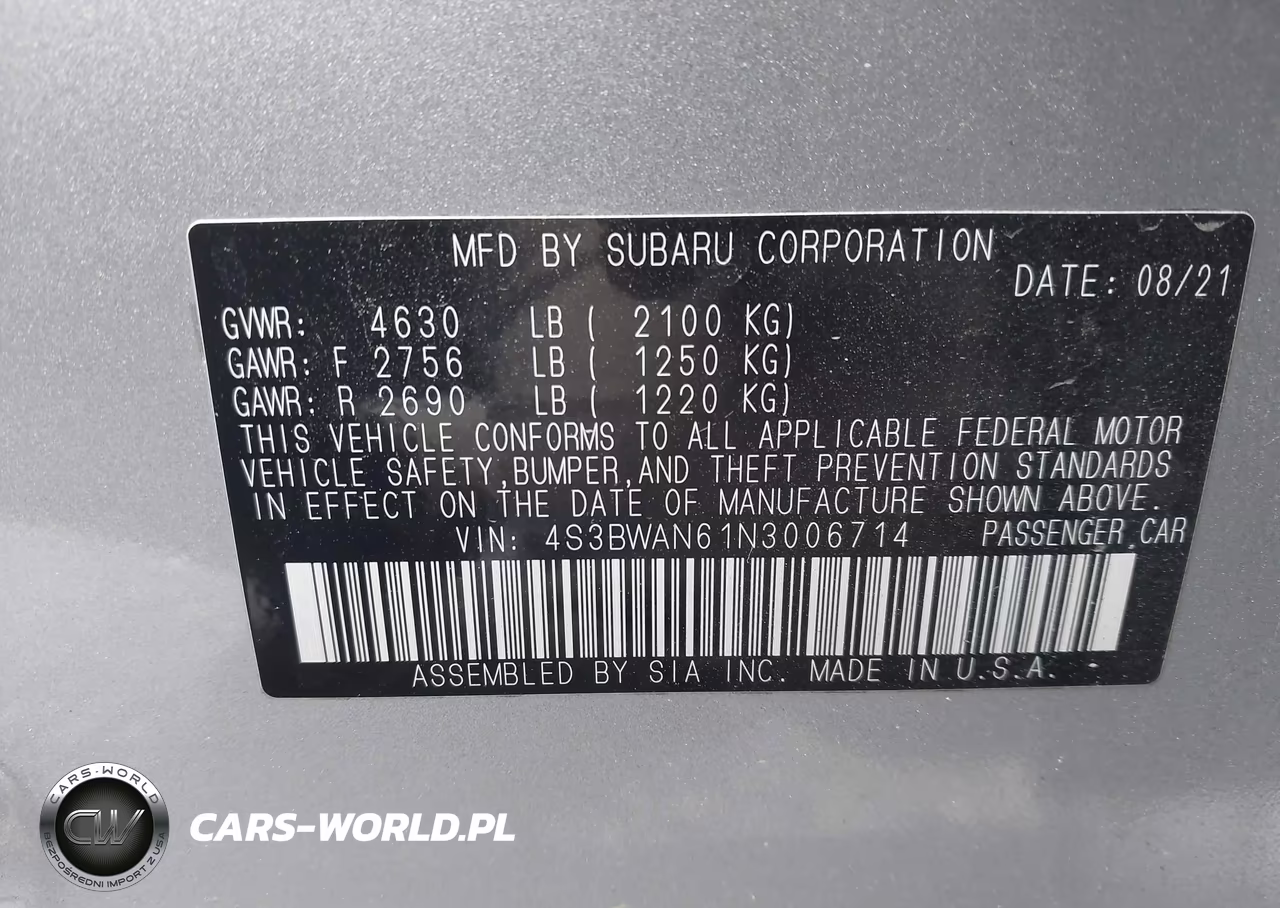 2022 Subaru Legacy Limited VIN:4S3BWAN61N3006714 - 9