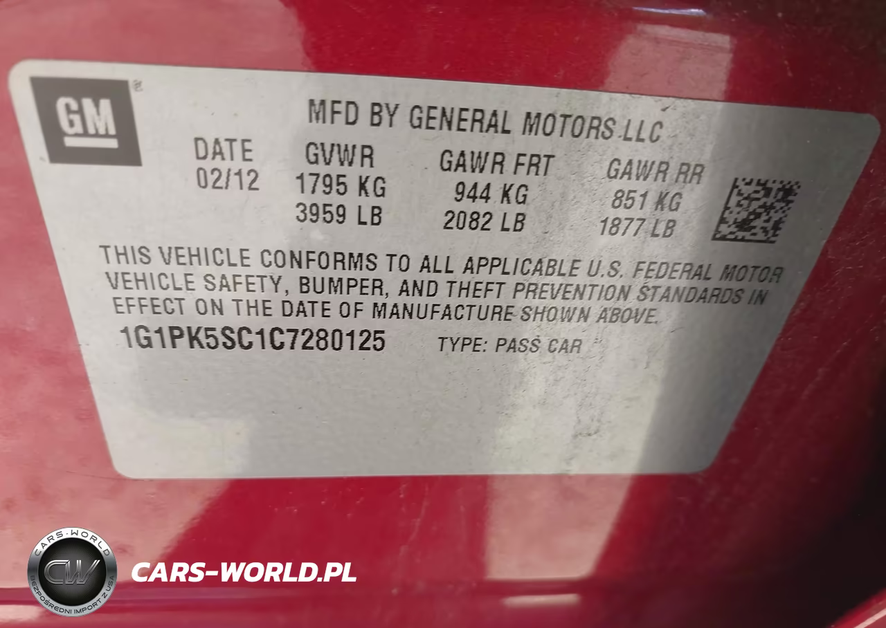 2012 Chevrolet Cruze Eco VIN:1G1PK5SC1C7280125 - 9