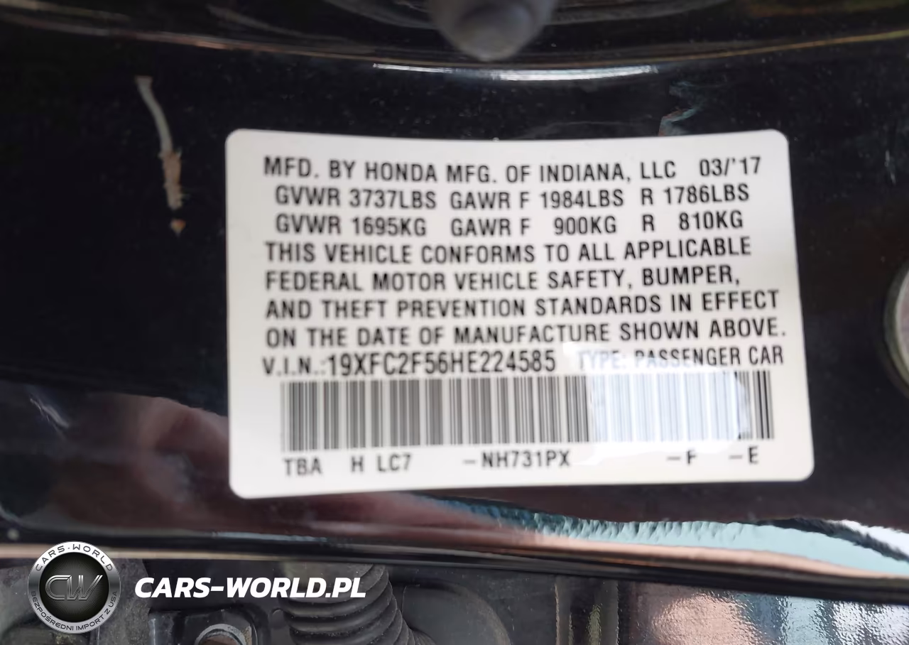 2017 Honda Civic Lx VIN:19XFC2F56HE224585 - 9