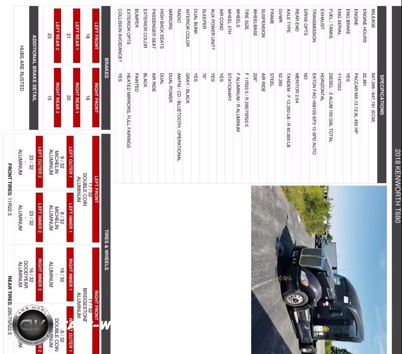 2018 Kenworth T680 VIN:1XKYDP9X1JJ214253 - 12
