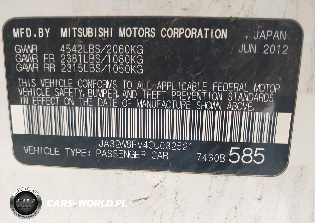 2012 Mitsubishi Lancer Evolution Gsr VIN:JA32W8FV4CU032521 - 9