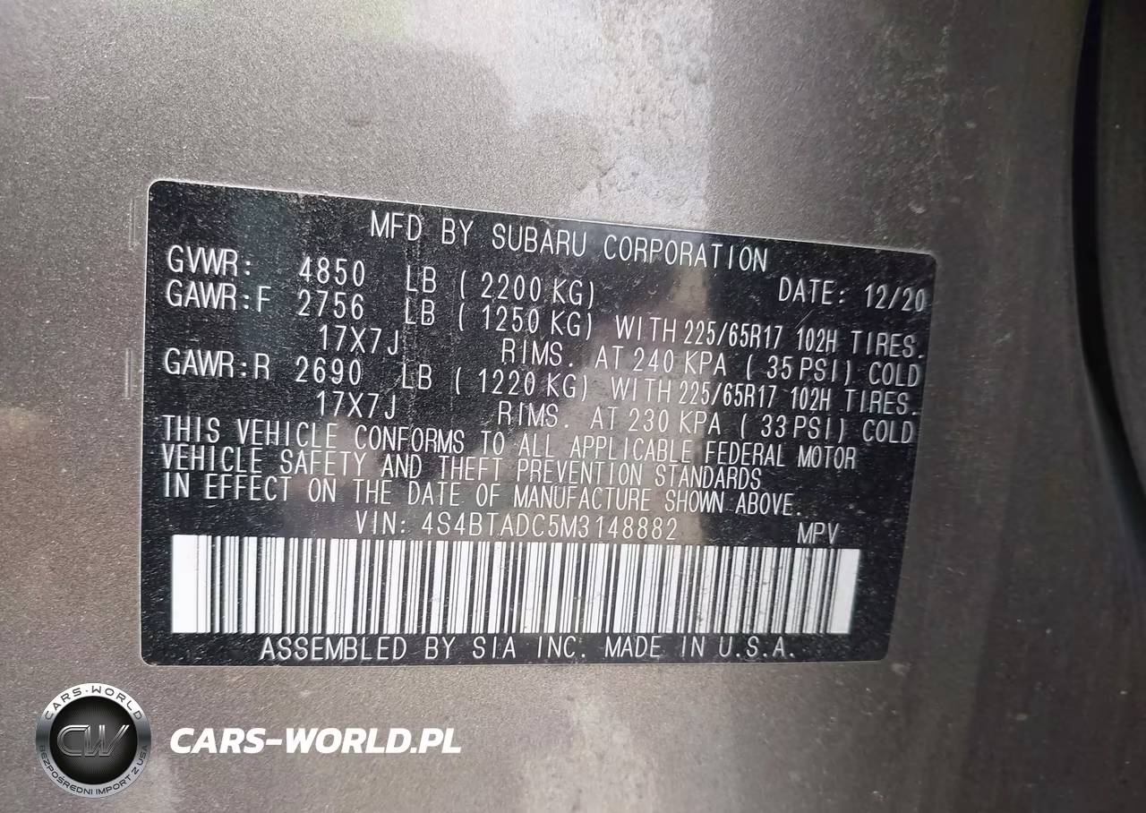 2021 Subaru Outback Premium VIN:4S4BTADC5M3148882 - 9