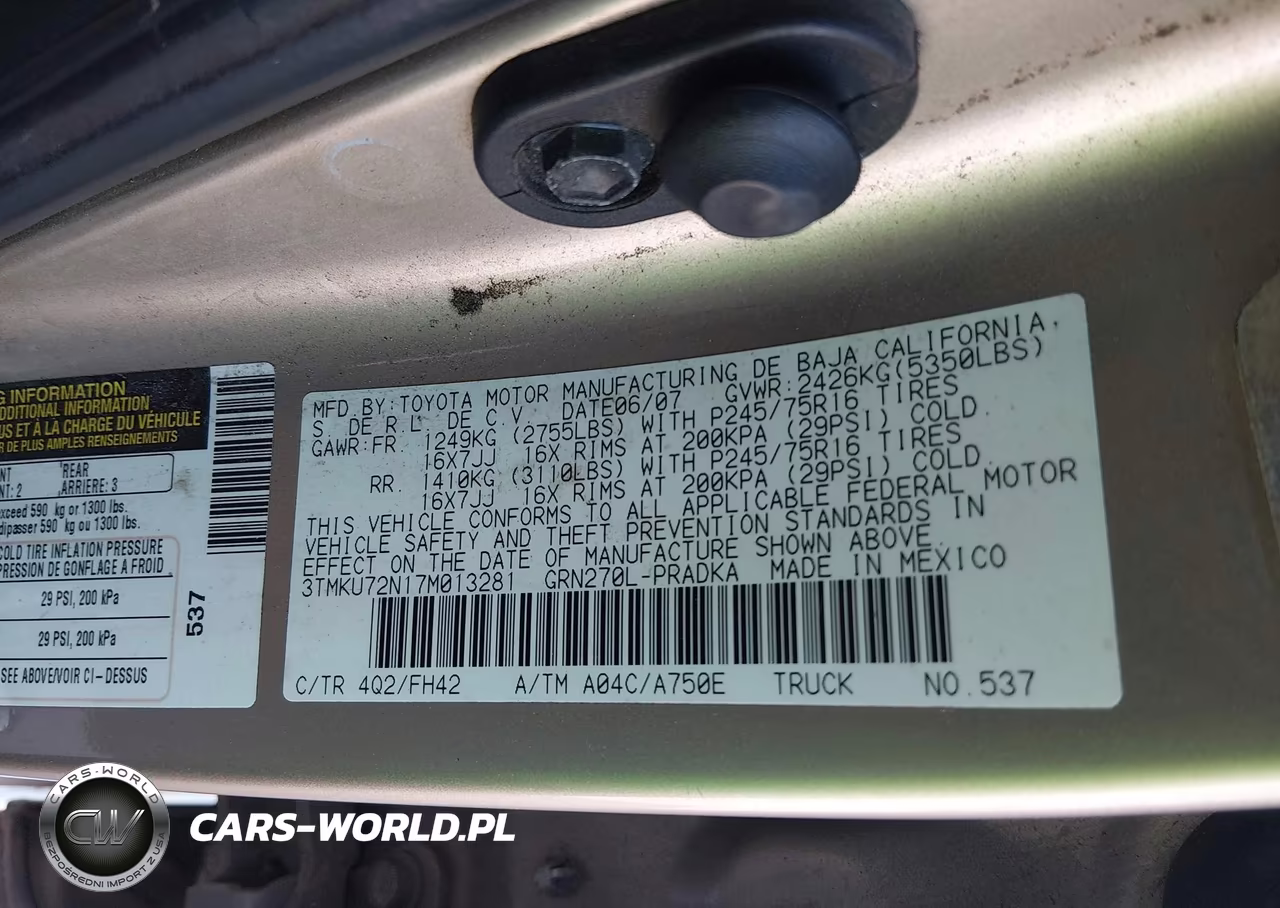2007 Toyota Tacoma Prerunner V6 VIN:3TMKU72N17M013281 - 9