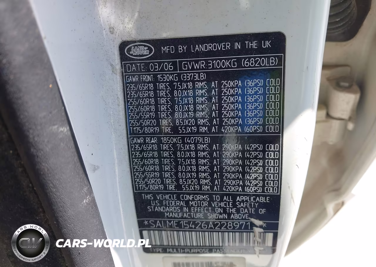 2006 Land Rover Range Rover Hse VIN:SALME15426A228971 - 9