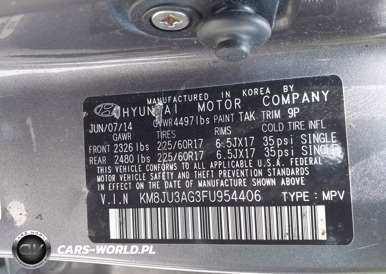 2015 Hyundai Tucson Se VIN:KM8JU3AG3FU954406 - 9