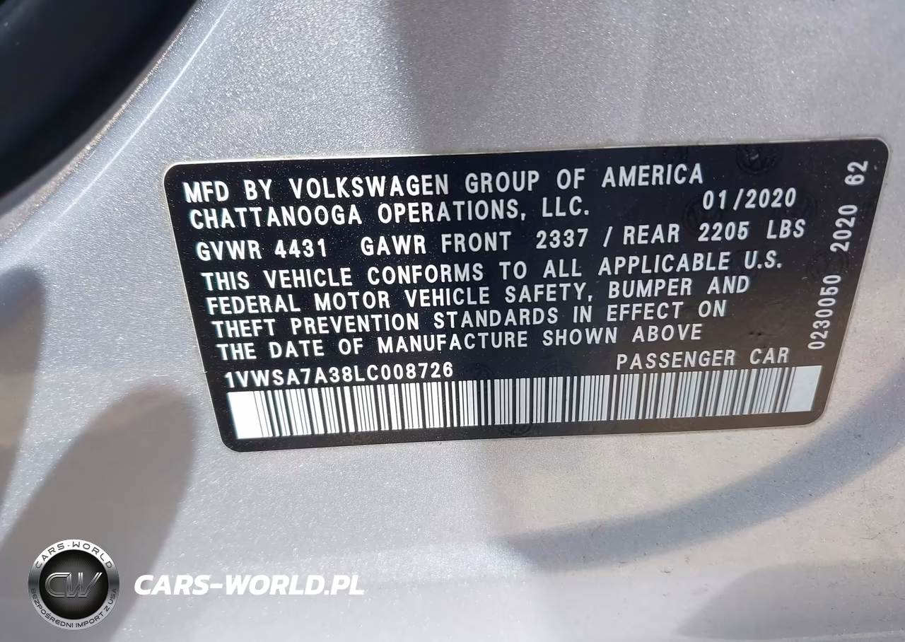 2020 Volkswagen Passat 2.0T Se VIN:1VWSA7A38LC008726 - 9