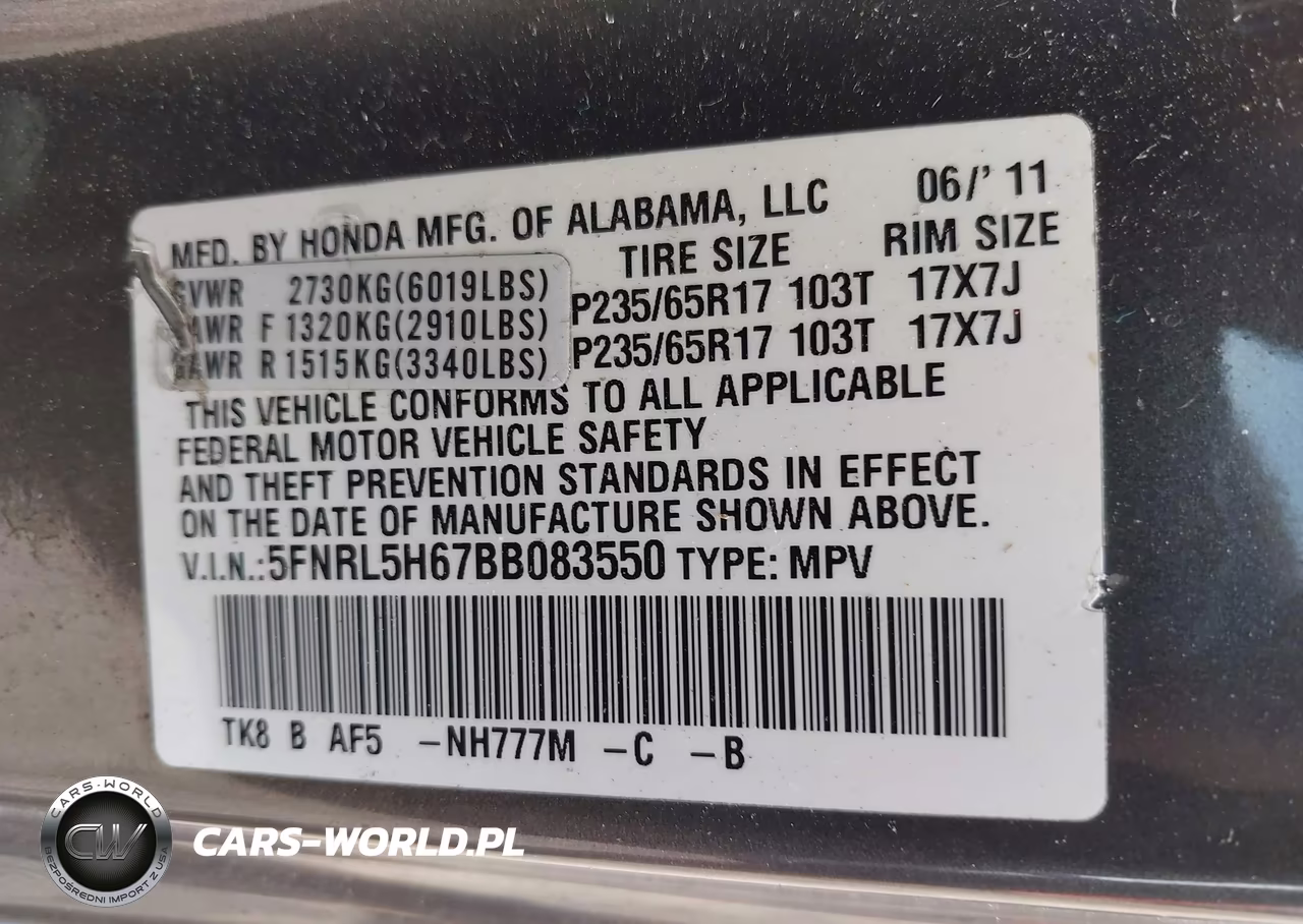 2011 Honda Odyssey Ex-L VIN:5FNRL5H67BB083550 - 9