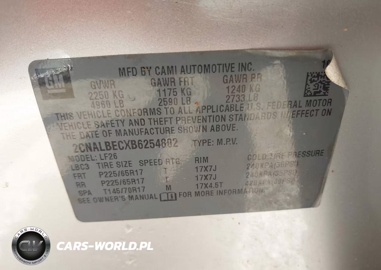 2011 Chevrolet Equinox Ls VIN:2CNALBECXB6254802 - 9
