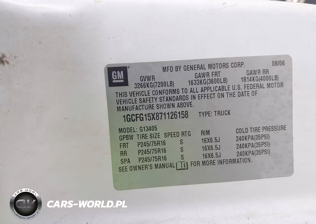 2007 Chevrolet Express Work Van VIN:1GCFG15X871126158 - 9