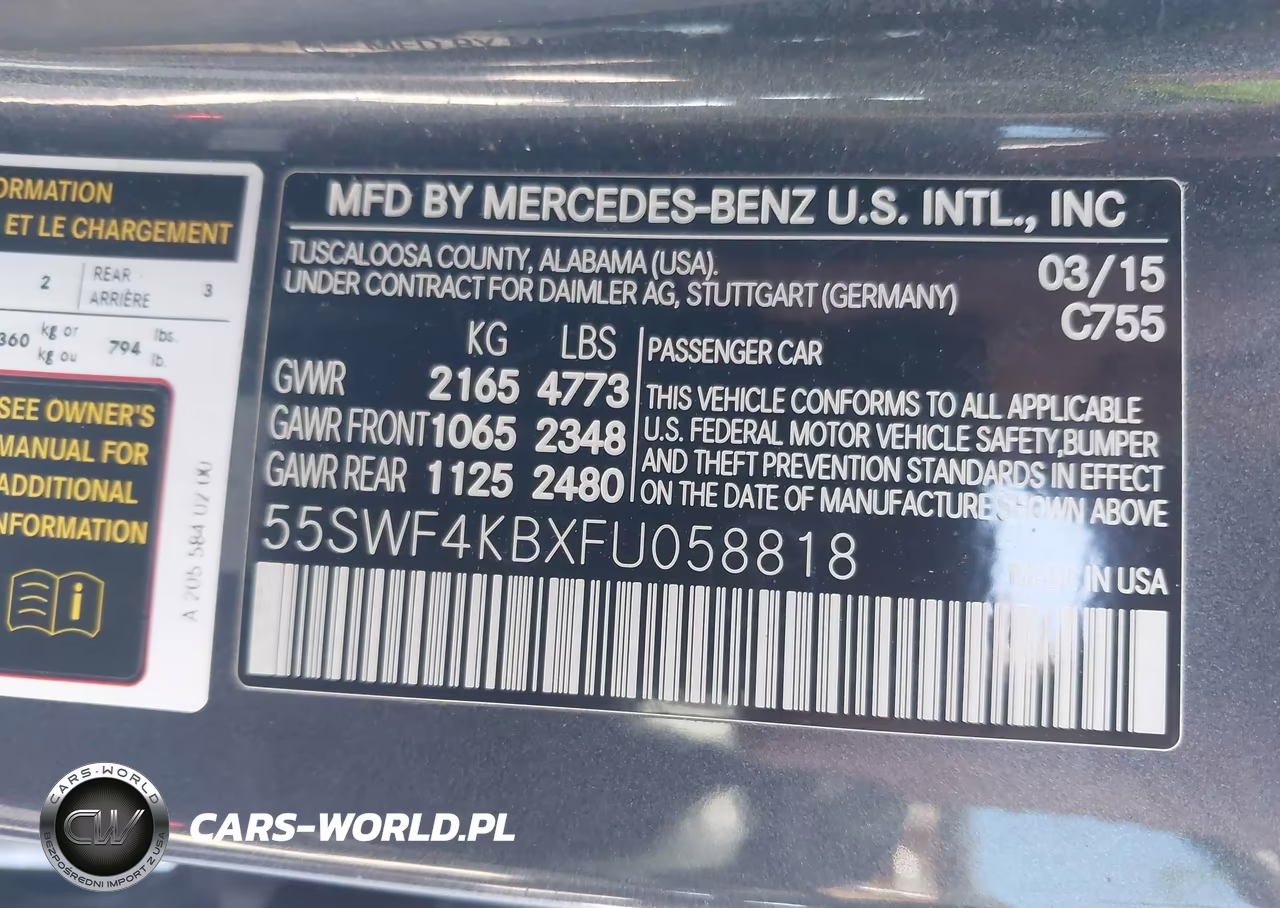 2015 Mercedes-Benz C 300 4Matic VIN:55SWF4KBXFU058818 - 9