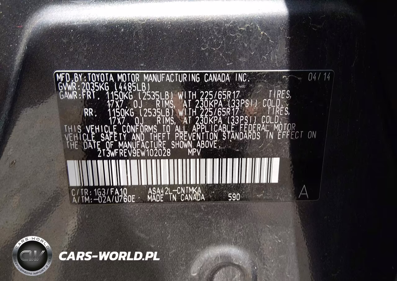 2014 Toyota Rav4 Xle VIN:2T3WFREV9EW102028 - 9