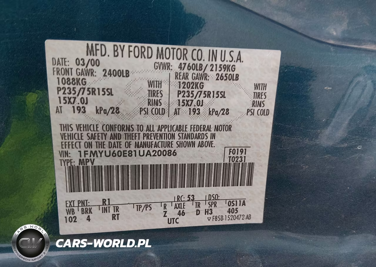 2001 Ford Explorer Sport VIN:1FMYU60E81UA20086 - 9