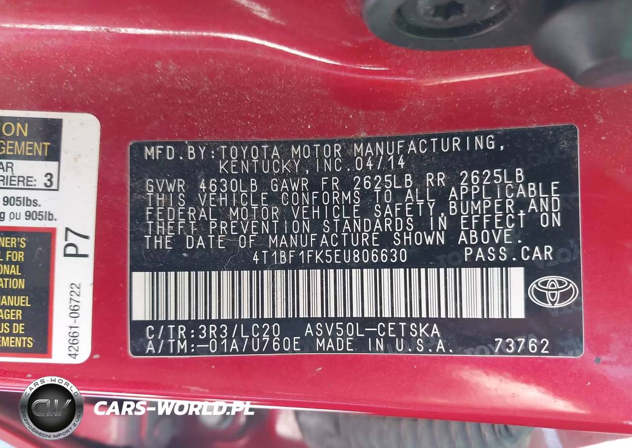 2014 Toyota Camry Se VIN:4T1BF1FK5EU806630 - 9