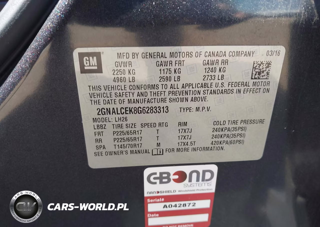 2016 Chevrolet Equinox Lt VIN:2GNALCEK8G6283313 - 9