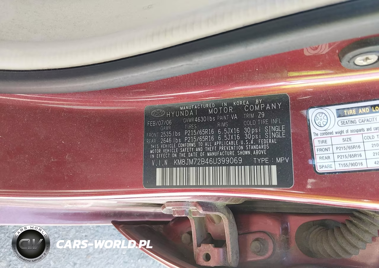 2006 Hyundai Tucson Gl VIN:KM8JM72B46U399069 - 9