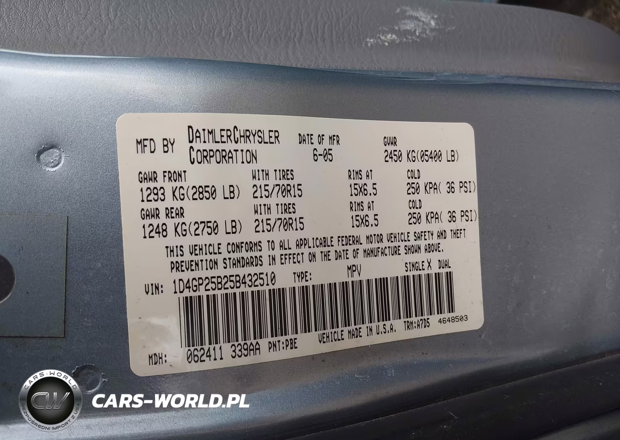2005 Dodge Caravan Se VIN:1D4GP25B25B432510 - 9