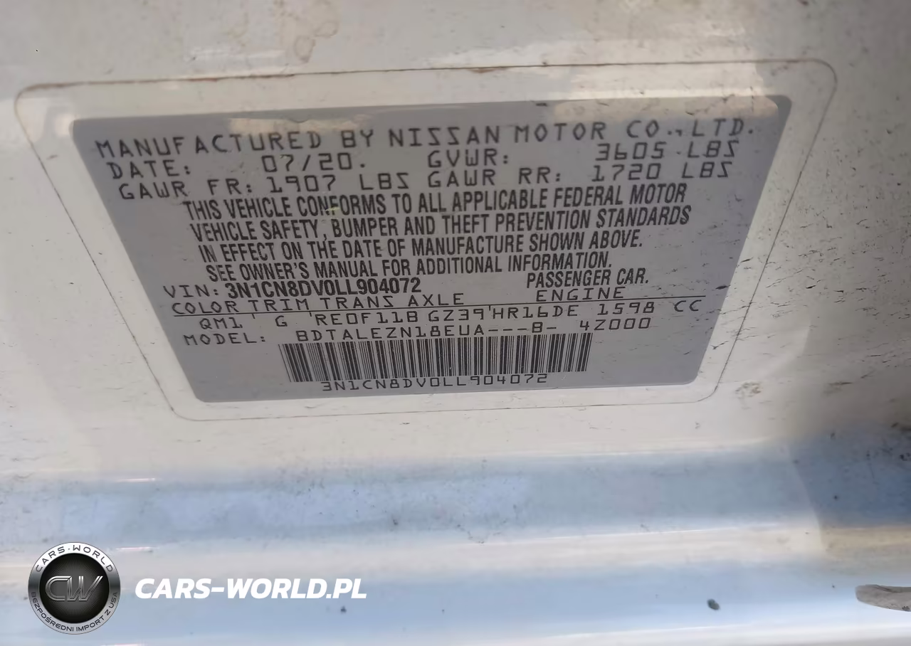 2020 Nissan Versa S Xtronic Cvt VIN:3N1CN8DV0LL904072 - 9