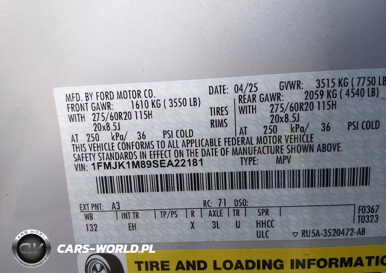 2025 Ford Expedition Platinum Max VIN:1FMJK1M89SEA22181 - 9
