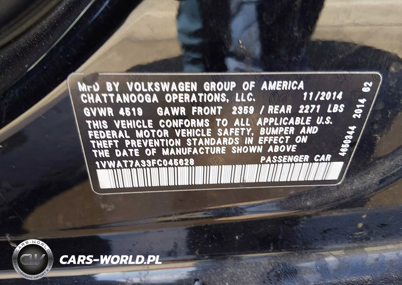 2015 Volkswagen Passat 1.8T S VIN:1VWAT7A33FC045628 - 9