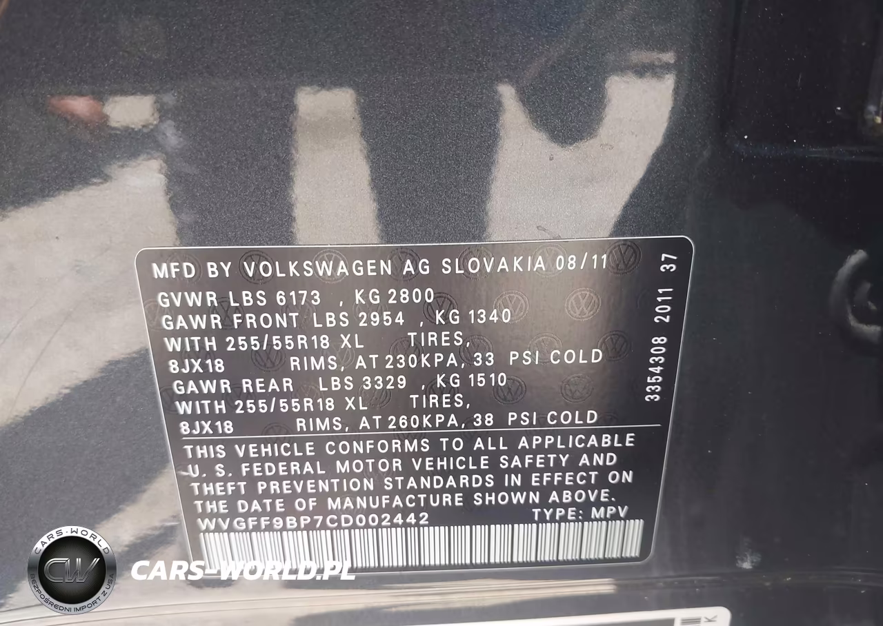 2012 Volkswagen Touareg Vr6 Sport VIN:WVGFF9BP7CD002442 - 9