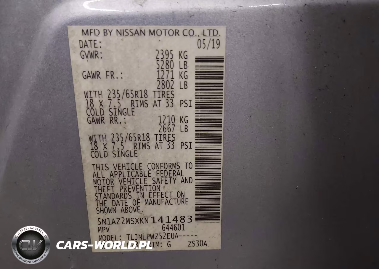 2019 Nissan Murano S VIN:5N1AZ2MSXKN141483 - 9
