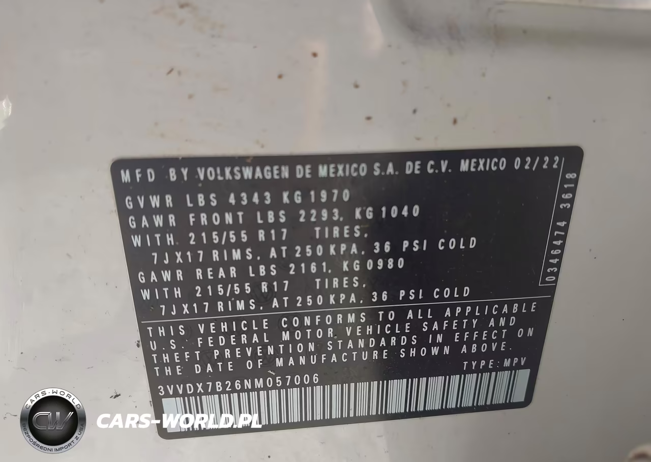 2022 Volkswagen Taos 1.5T S VIN:3VVDX7B26NM057006 - 9