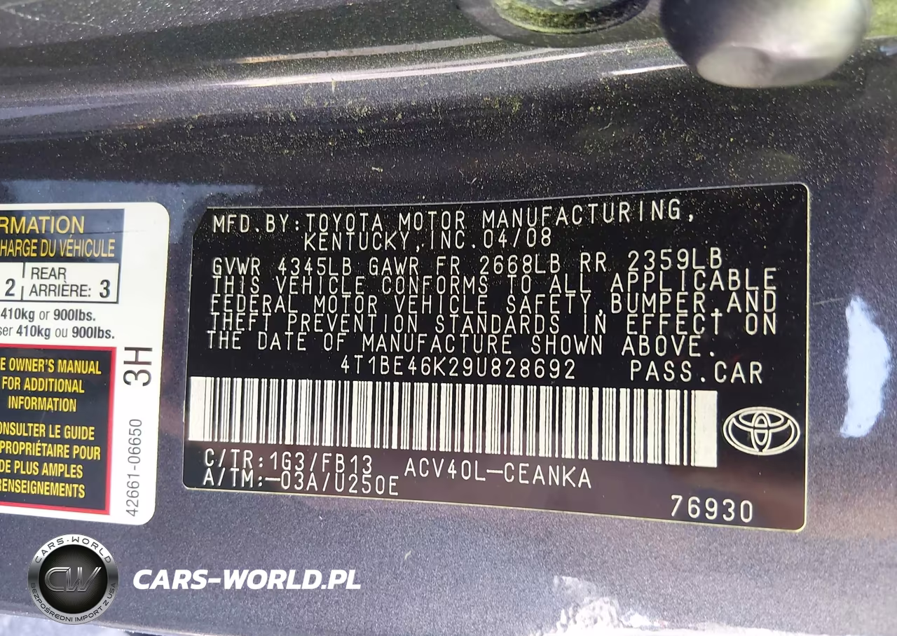 2009 Toyota Camry Se-Le-Xle VIN:4T1BE46K29U828692 - 9
