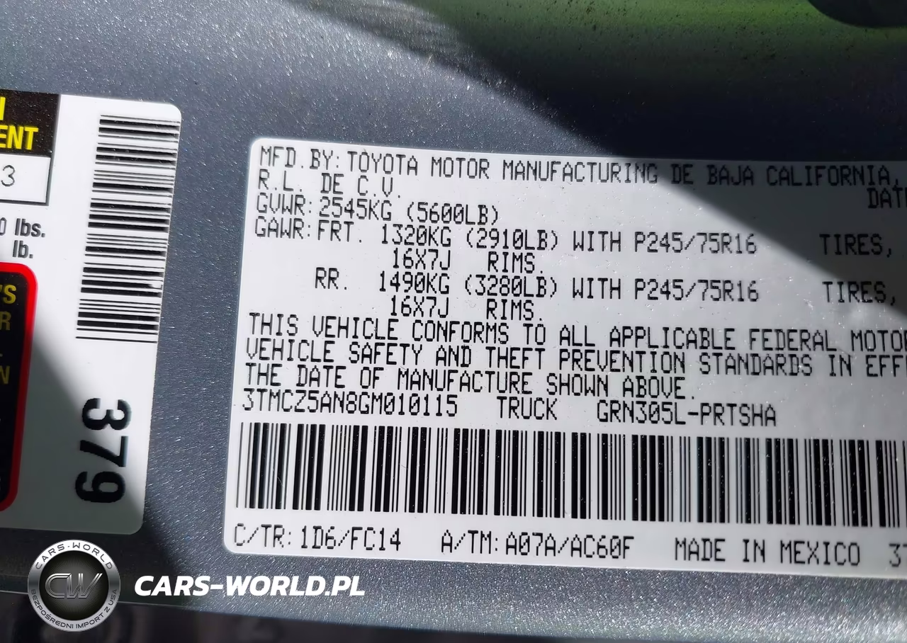 2016 Toyota Tacoma Sr5 V6 VIN:3TMCZ5AN8GM010115 - 9