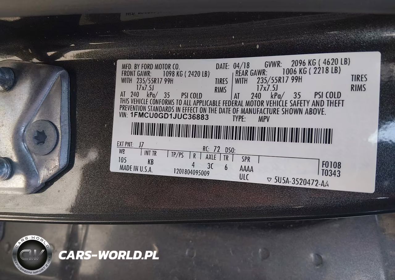 2018 Ford Escape Se VIN:1FMCU0GD1JUC36883 - 9